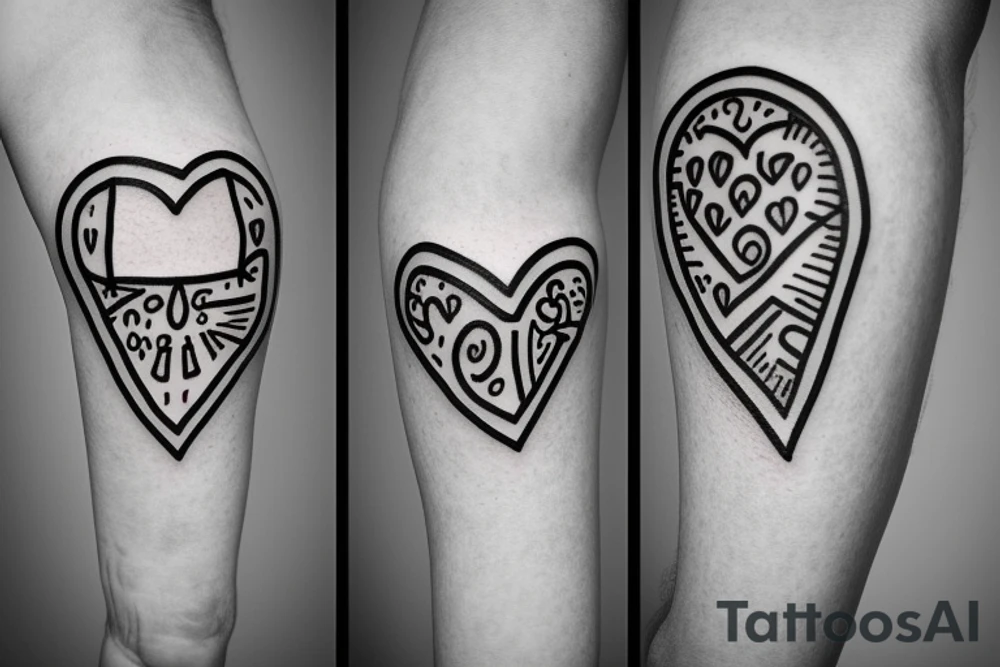 Small eye inside a small minimalist heart tattoo idea