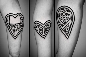 Small eye inside a small minimalist heart tattoo idea