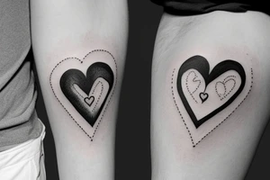 Fine line eye inside heart tattoo idea
