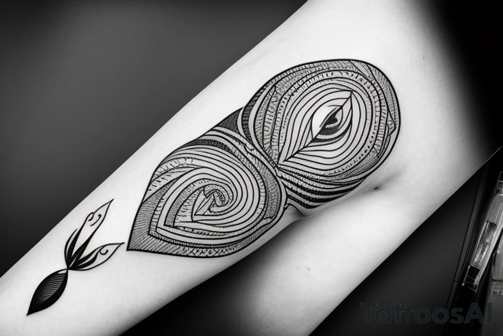 Fine line eye inside heart tattoo idea