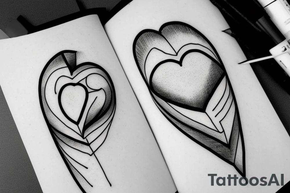 Simple Fine line eye inside heart small tattoo idea