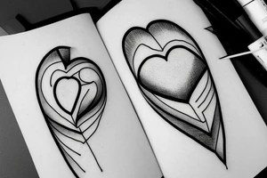 Simple Fine line eye inside heart small tattoo idea