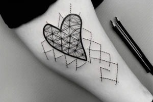 Simple 1/2” inche fine line eye inside heart tattoo idea