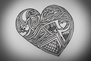 Simple 1/2” inche fine line eye inside heart tattoo idea
