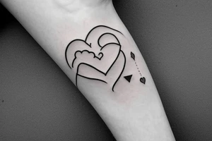 Simple 1/2” inche fine line eye inside heart tattoo idea