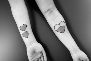 Simple 1/2” inche fine line eye inside heart tattoo idea