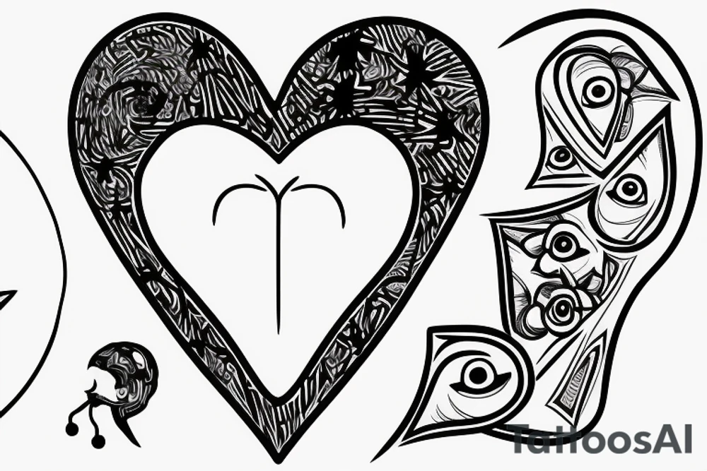 Simple 1/2” inche fine line eye inside heart tattoo idea Simple 1/2” inche fine line eye inside heart tattoo idea