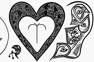 Simple 1/2” inche fine line eye inside heart tattoo idea