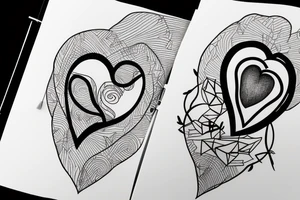 Simple 1/2” inche fine line eye inside heart tattoo idea