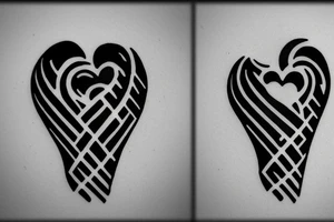 Simple 1/2” inche fine line silhouette small eye inside heart tattoo idea