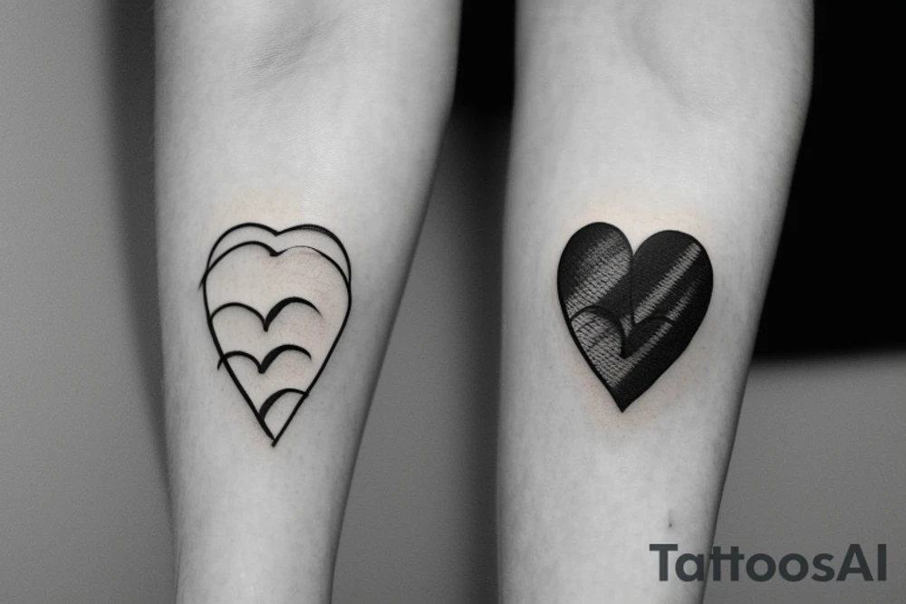 Simple 1/2” inche fine line silhouette small eye inside heart tattoo idea