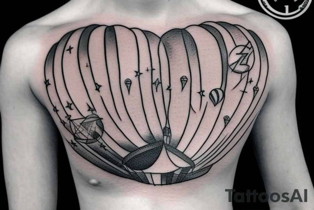 clouds, hot air ballon tattoo idea