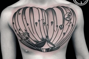 clouds, hot air ballon tattoo idea