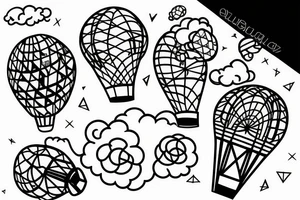clouds, hot air ballon tattoo idea