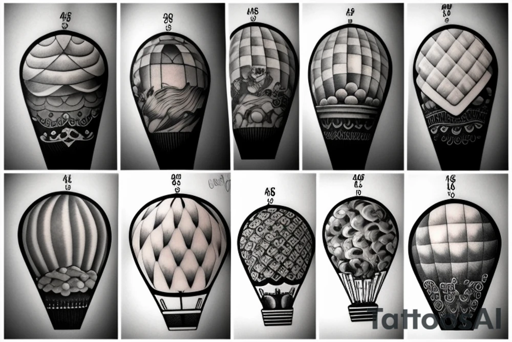 clouds, hot air ballon tattoo idea