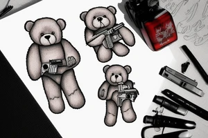 A teddybear holding a glock tattoo idea