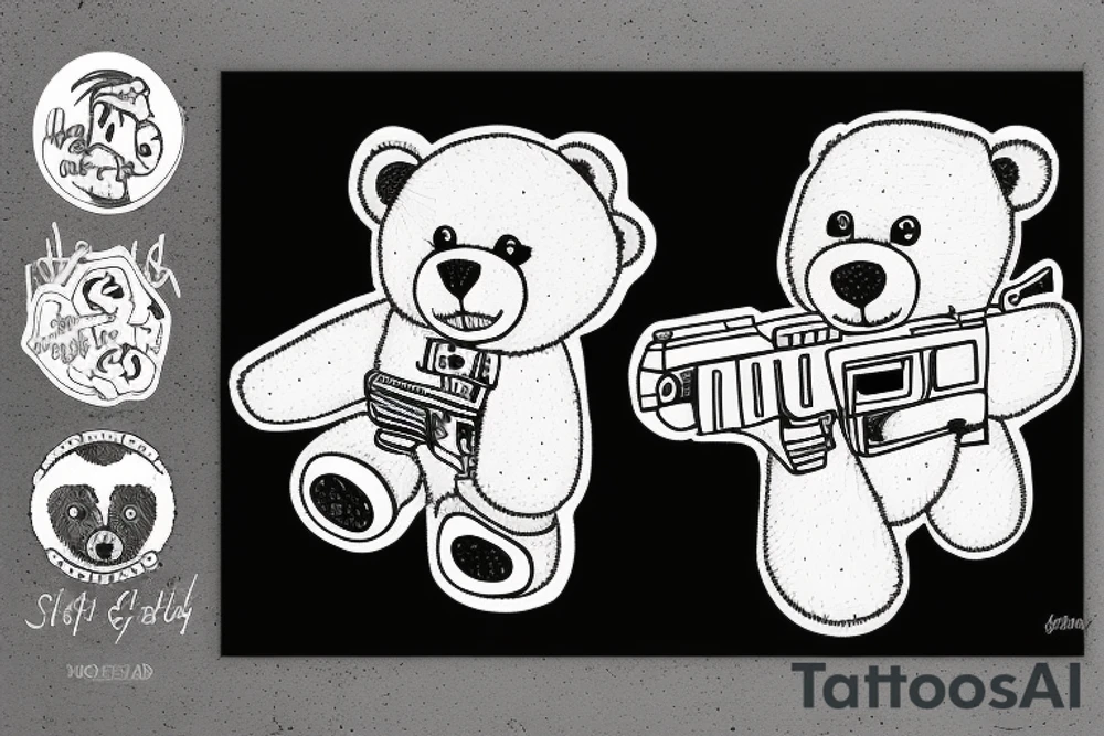 A teddybear holding a glock tattoo idea