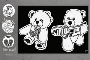 A teddybear holding a glock tattoo idea