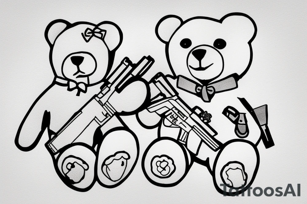 A teddybear holding a glock tattoo idea