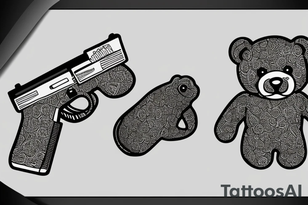 A teddybear holding a glock tattoo idea