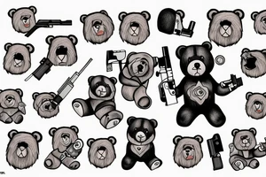 A teddybear holding a gun tattoo idea