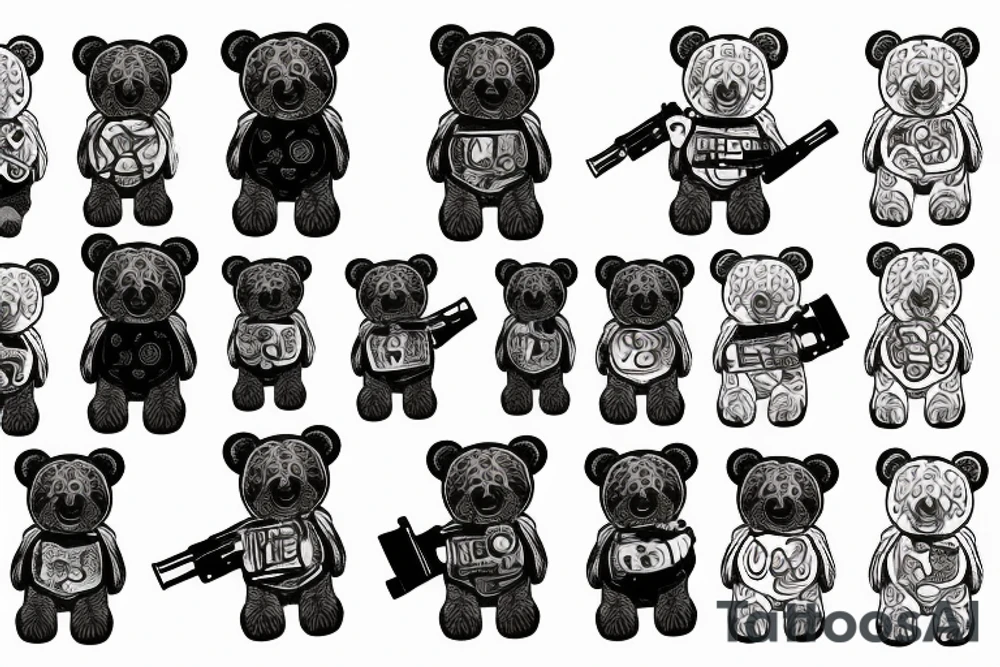A teddybear holding a gun tattoo idea