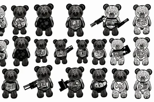 A teddybear holding a gun tattoo idea