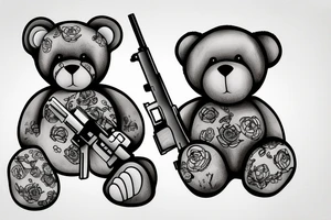 A teddybear holding a gun tattoo idea