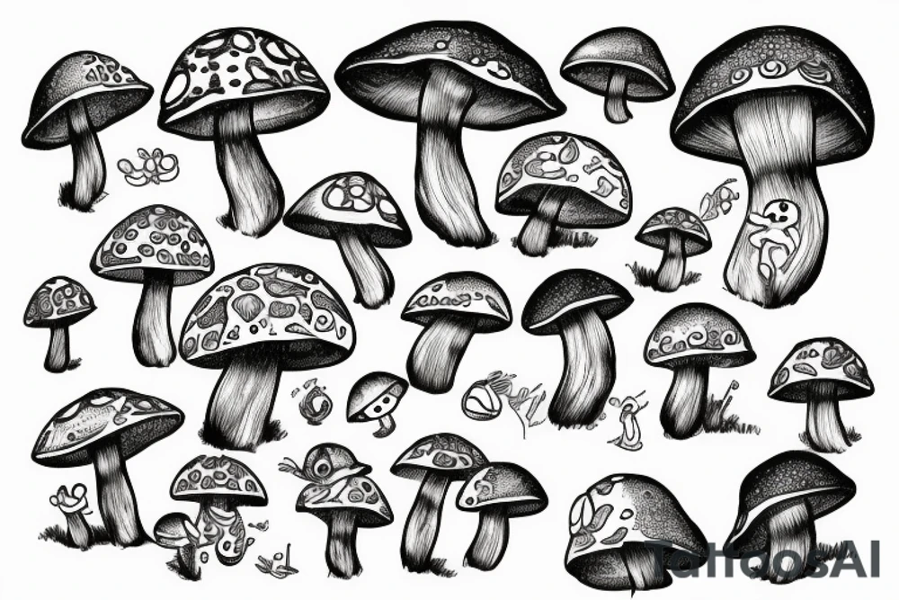 Frog on a mushroom tattoo idea