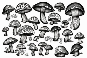 Frog on a mushroom tattoo idea