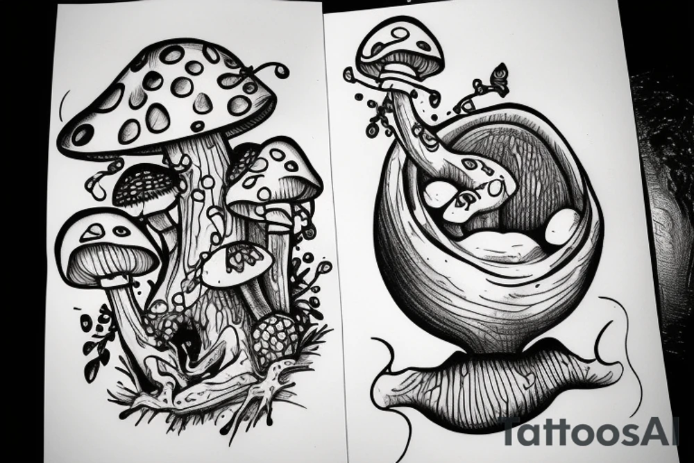 Frog on a mushroom tattoo idea