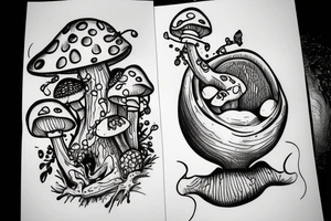 Frog on a mushroom tattoo idea