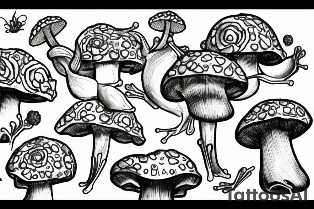 A frog sitting on a mushroom tattoo idea