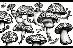 A frog sitting on a mushroom tattoo idea