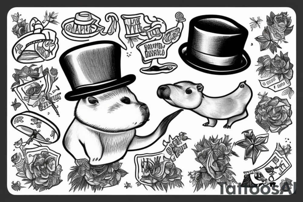 Capybara with a tophat tattoo idea