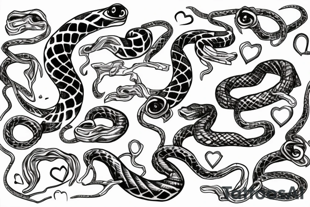 Heart with snake crawling through it tattoo idea
