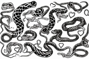 Heart with snake crawling through it tattoo idea