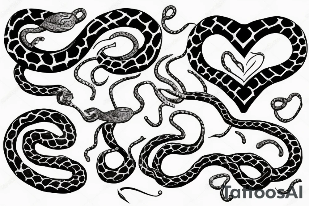 Heart with snake crawling through it tattoo idea