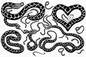 Heart with snake crawling through it tattoo idea
