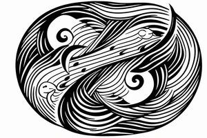 Yin Yang fish swimming around a half moon in a circle tattoo idea