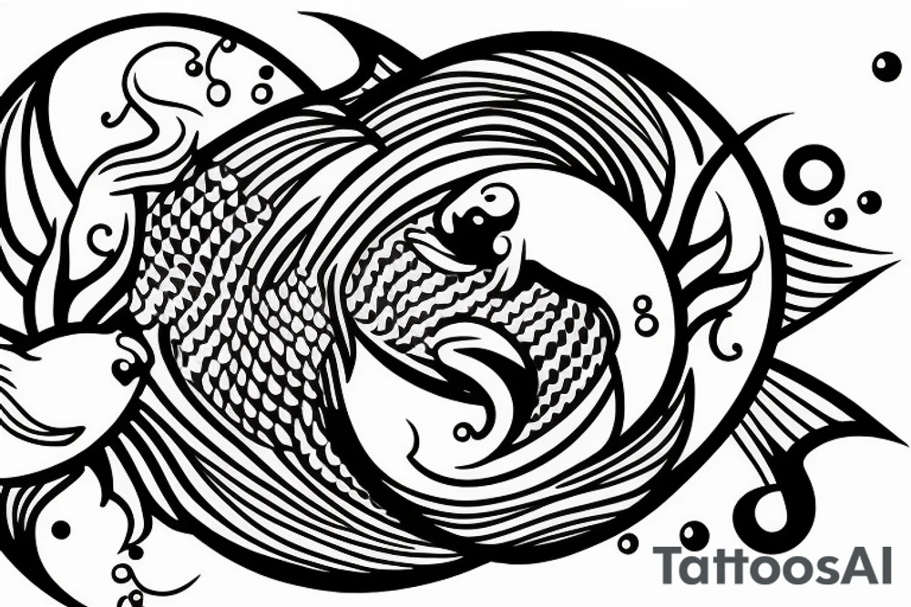 Yin Yang koi fish around a moon tattoo idea