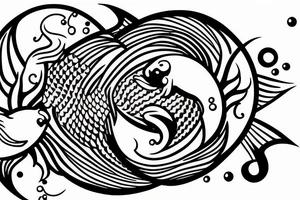 Yin Yang koi fish around a moon tattoo idea