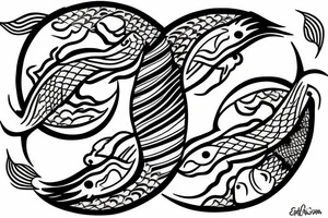 Yin Yang koi fish around a moon tattoo idea