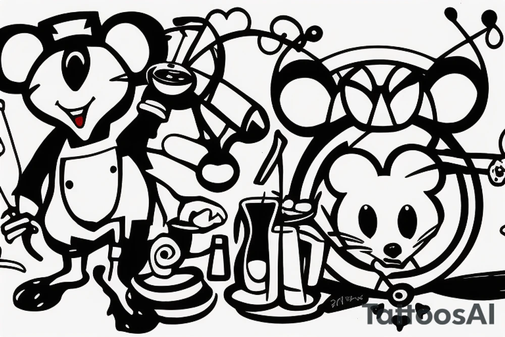 Mouse with x for eyes bartending tattoo idea