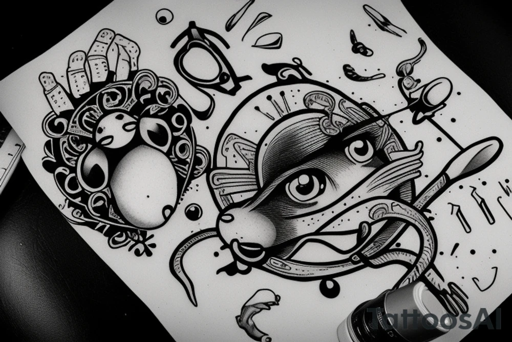 Mouse with x for eyes bartending tattoo idea