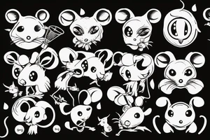 Mouse with x for eyes shaking a cocktail tattoo idea