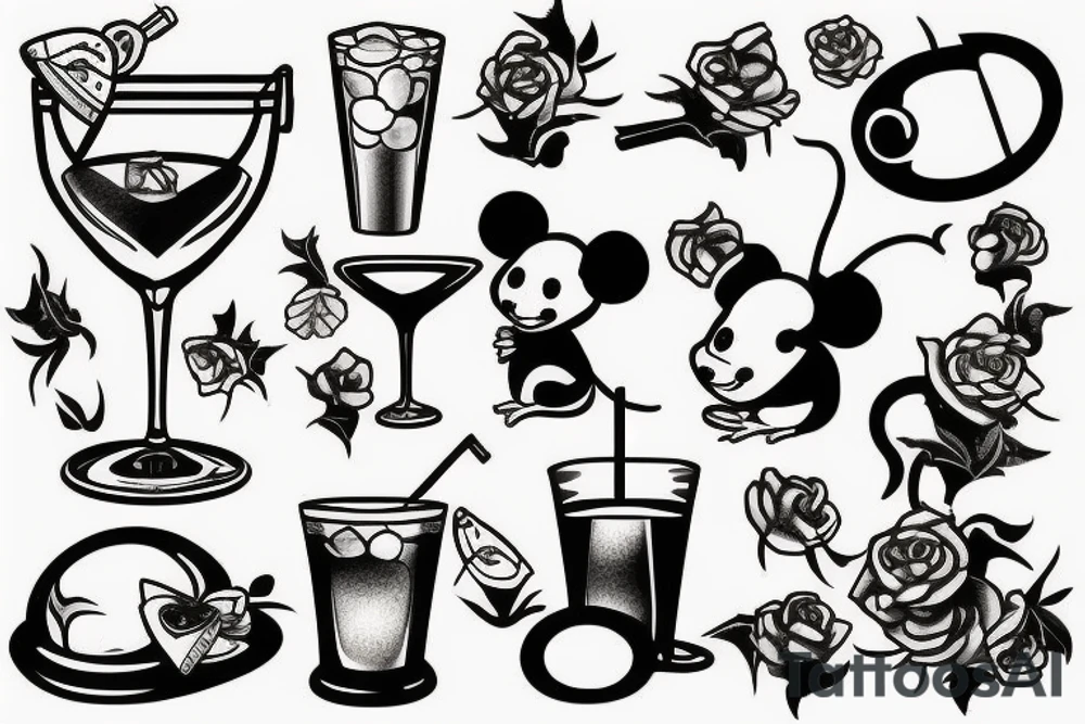 Mouse shaking a cocktail tattoo idea