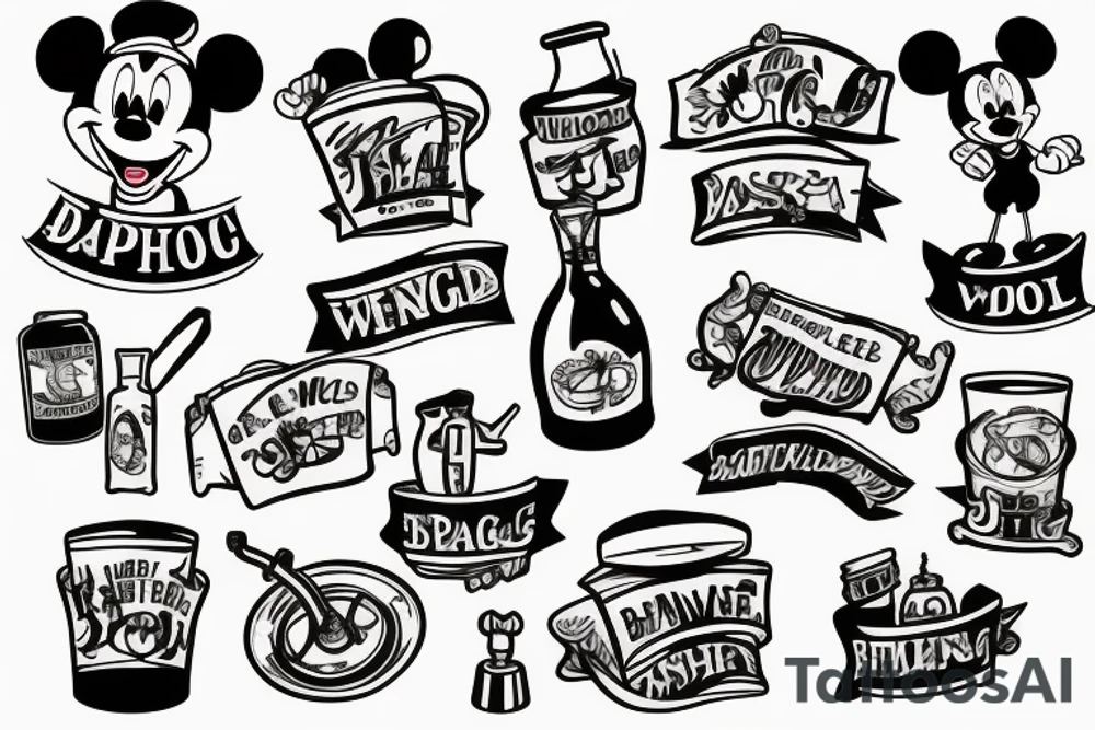 Steamboat Willy bartending tattoo idea