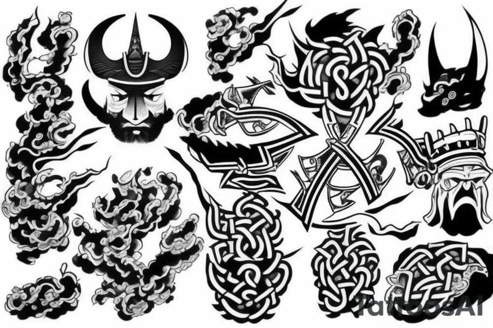 a combination of a Japanese tattoo and a Viking tattoo tattoo idea