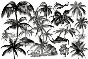 Tropical island tattoo idea